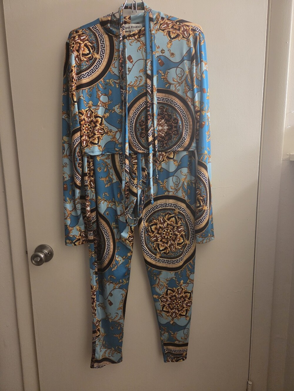 Medallion Print Blue 2pc with Waist Drawstring